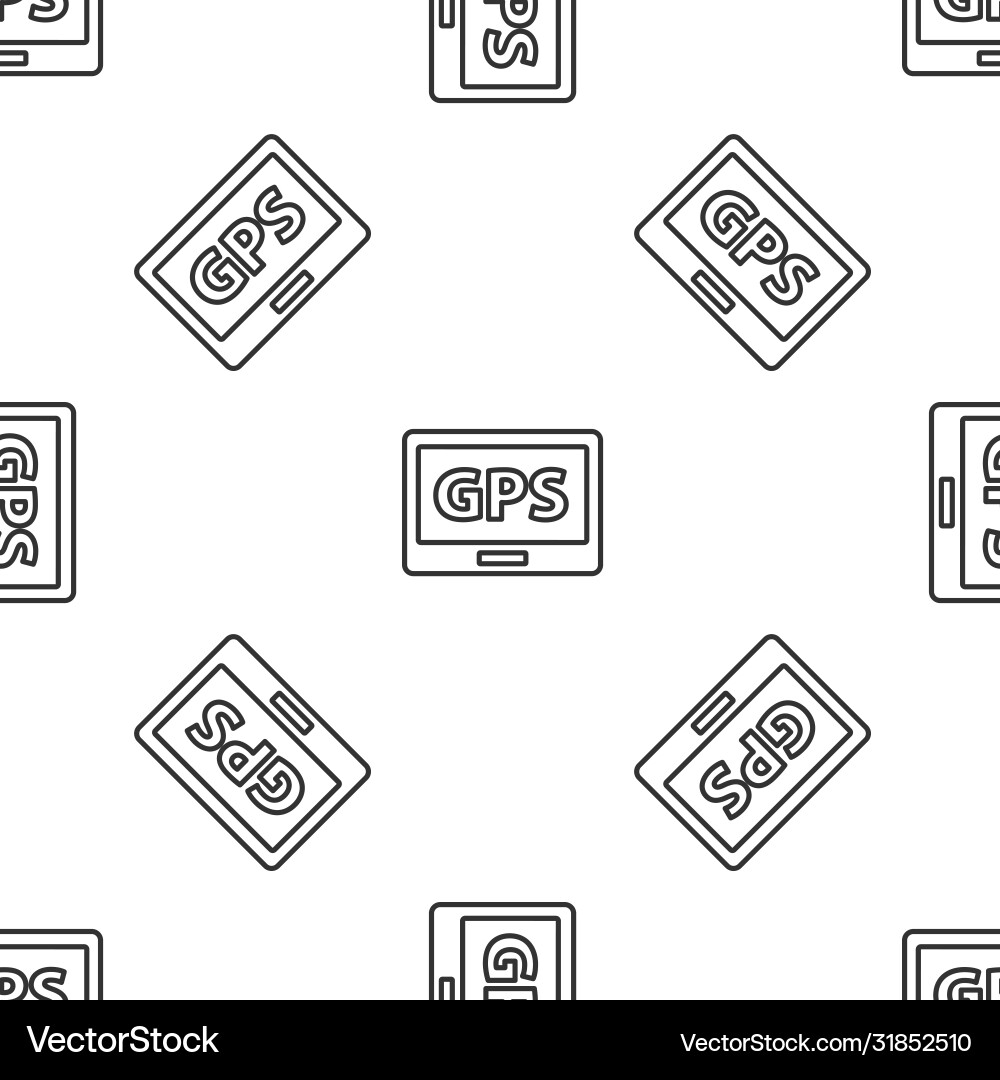Grey line gps device with map icon isolated Grey line gps device with map icon isolated vector image