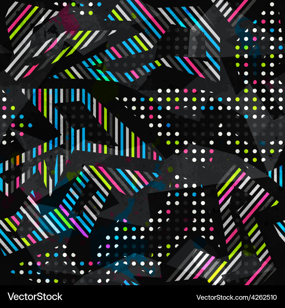 Grunge spectrum color geometric seamless pattern vector image