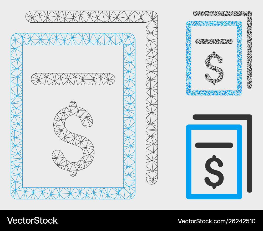 Invoices mesh 2d model and triangle mosaic Invoices mesh 2d model and triangle mosaic vector image