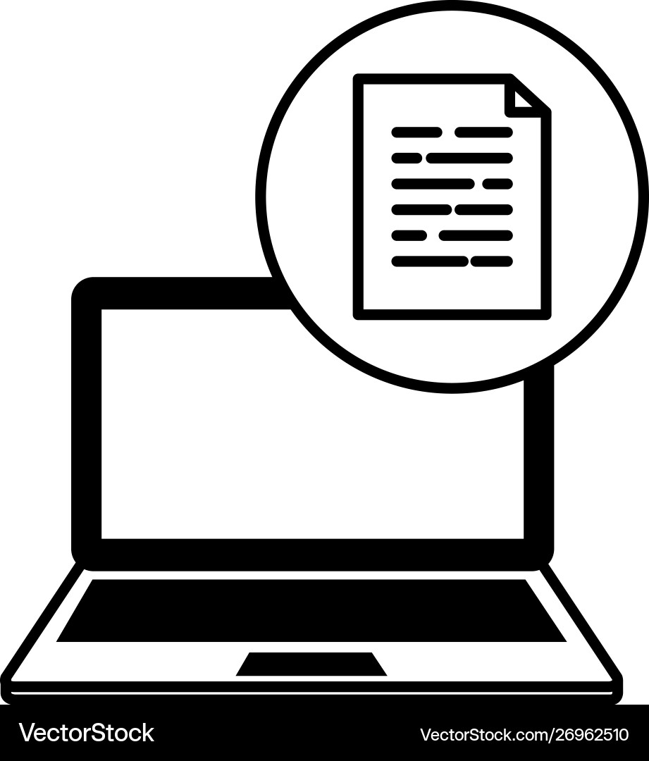 Laptop computer with document file Vector Image