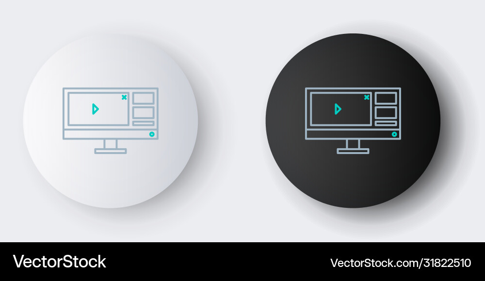 Line video recorder or editor software on computer Vector Image