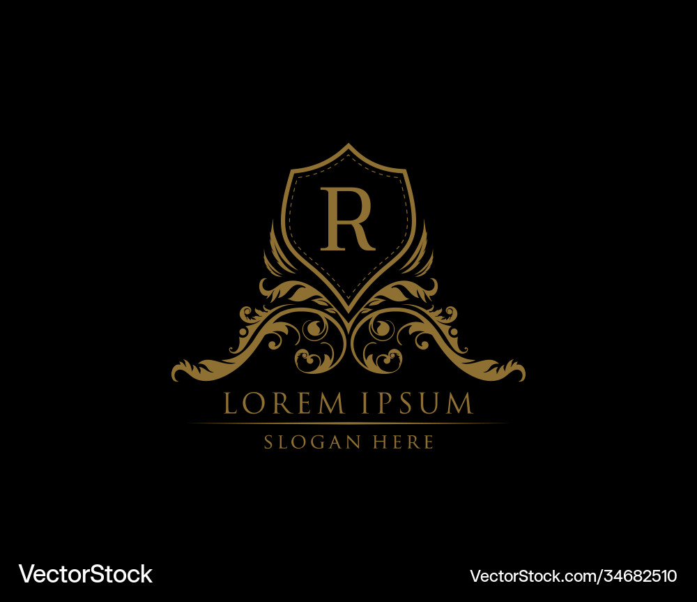 Luxus Boutique Badge mit r Buchstaben Logo elegant Luxus Boutique Badge mit r Buchstaben Logo elegant vektorbild