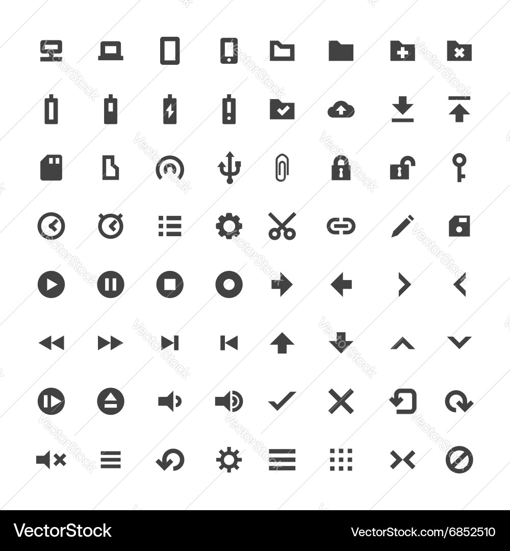 Monochrome Software Icons Set Vector Image