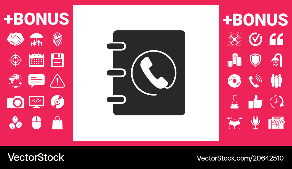Notebook address phone book icon with handset vector image