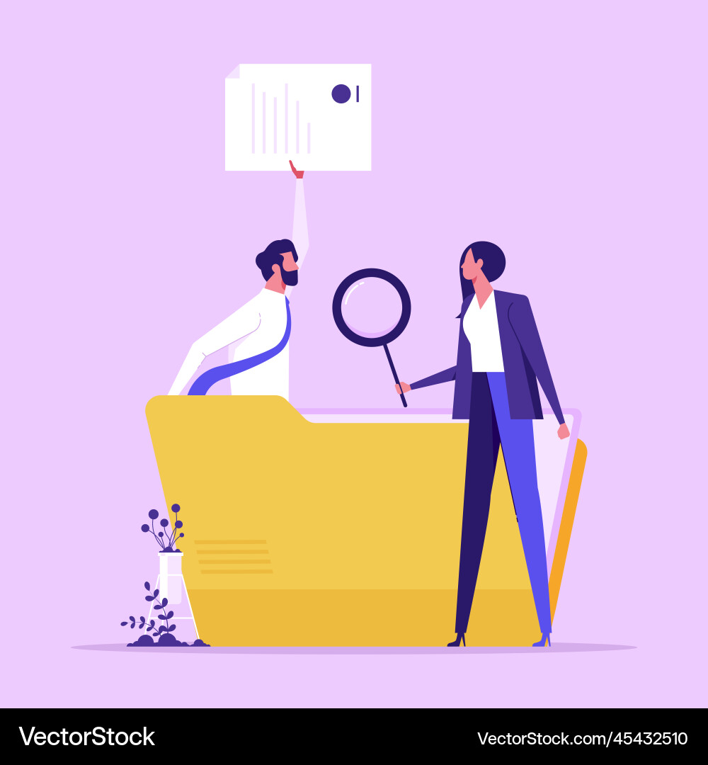 Office workers searching file Office workers searching file vector image