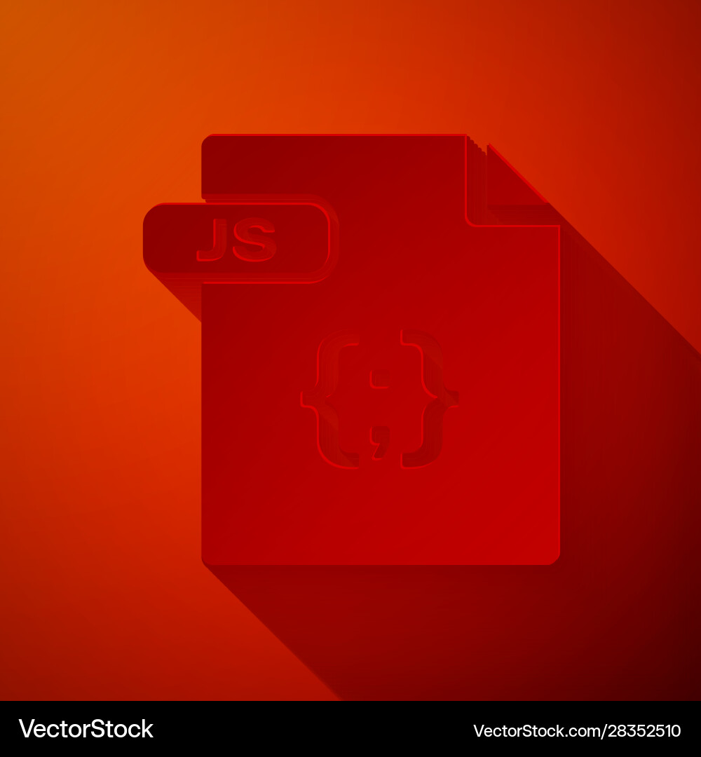 Paper cut js file document download button Paper cut js file document download button vector image
