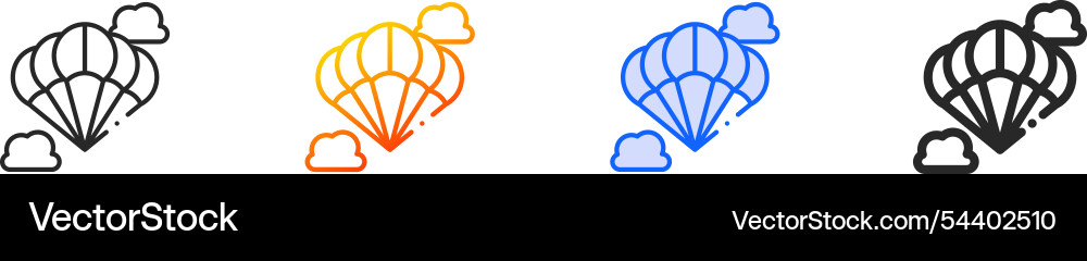 Parachute iconthin linear gradient blue stroke Vector Image