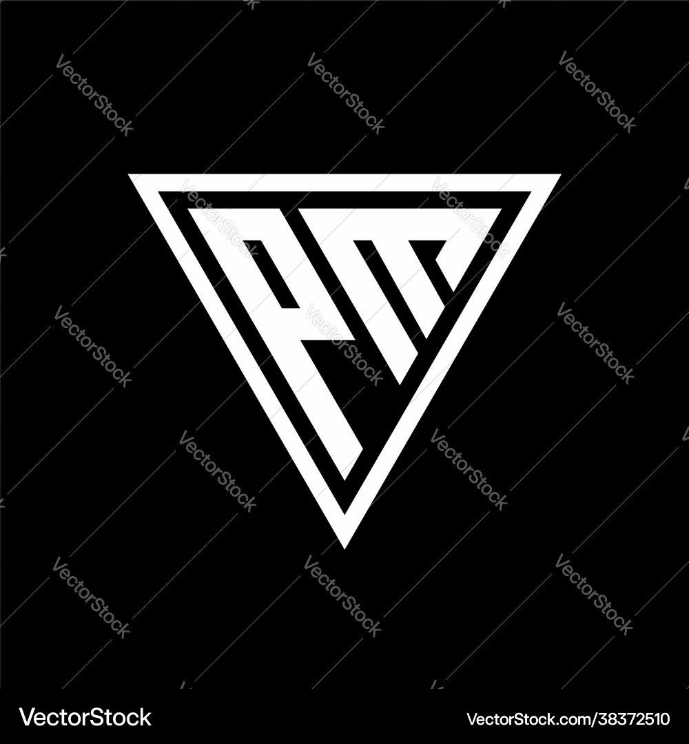 Pm logo monogram with triangle shape designs Vector Image