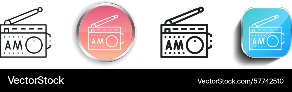 Radio icon thin linear regular and button style Radio icon thin linear regular and button style vector image