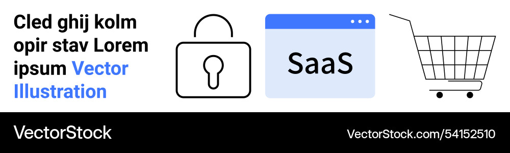 Saas security and e-commerce integration with text Saas security and e-commerce integration with text Vector Image
