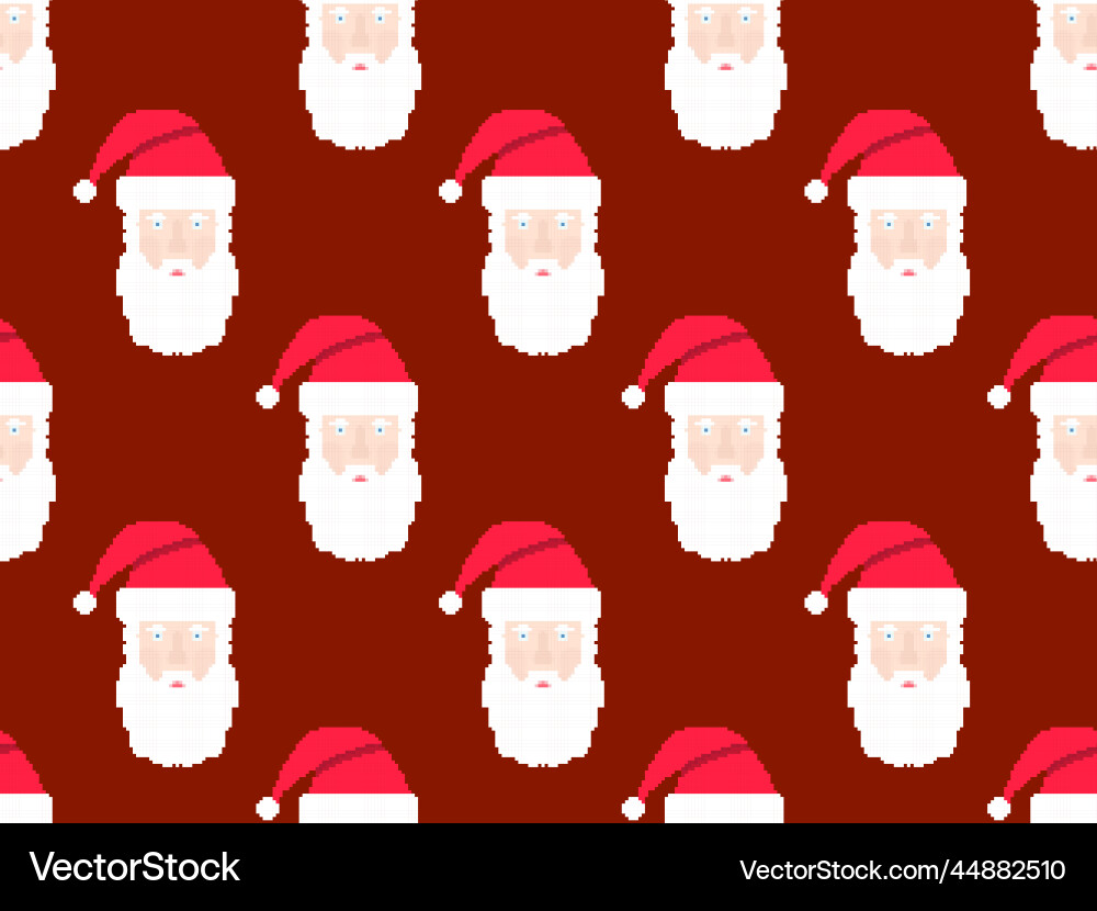 Seamless pattern with santa claus in pixel art Seamless pattern with santa claus in pixel art Vector Image