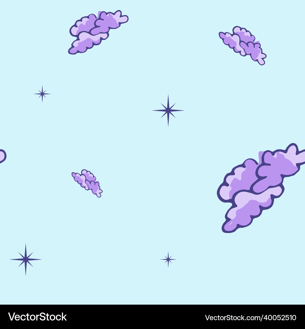 Seamless pattern with violet stars and clouds Seamless pattern with violet stars and clouds vector image