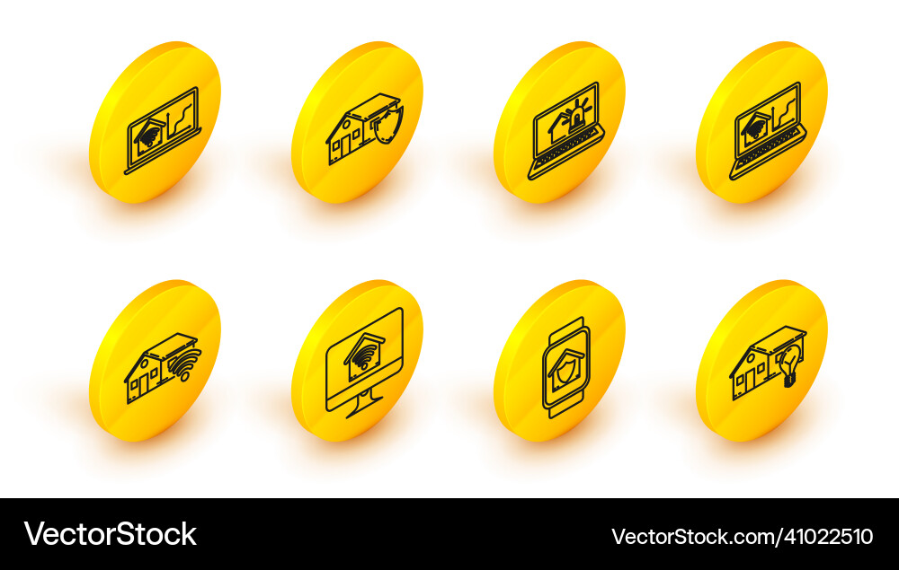 Set line smart house and light bulb watch Set line smart house and light bulb watch vector image
