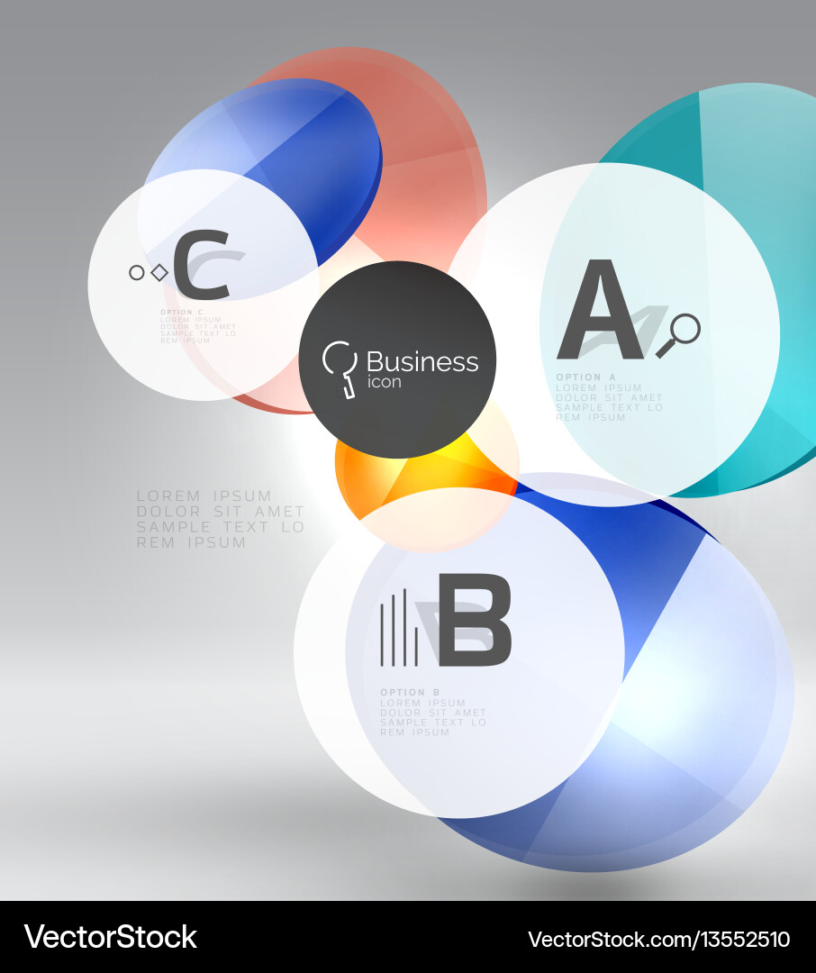 Shiny circles with text in 3d space Shiny circles with text in 3d space vector image