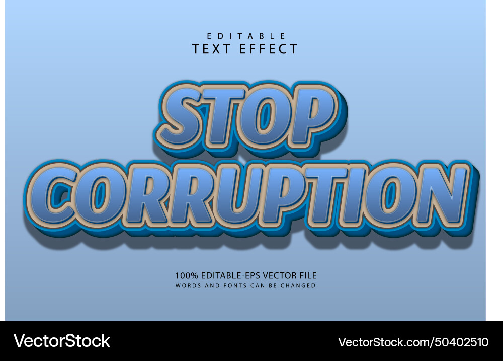 Stop corruption editable text effect 3 dimension Stop corruption editable text effect 3 dimension Vector Image