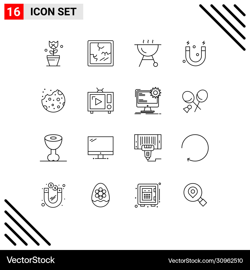 User interface pack 16 basic outlines retro Vector Image