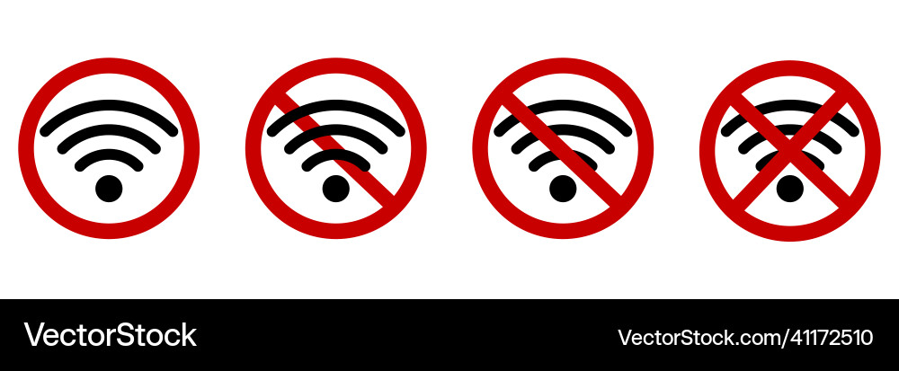Wifi icon set no network zone wireless Wifi icon set no network zone wireless vector image