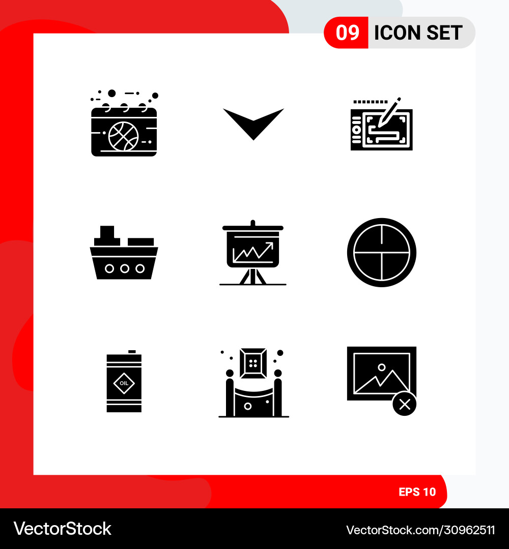 9 universal solid glyphs set for web and mobile Vector Image