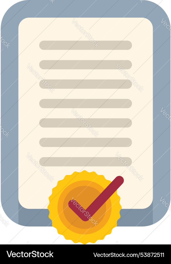 Approved document with check mark icon confirming vector image