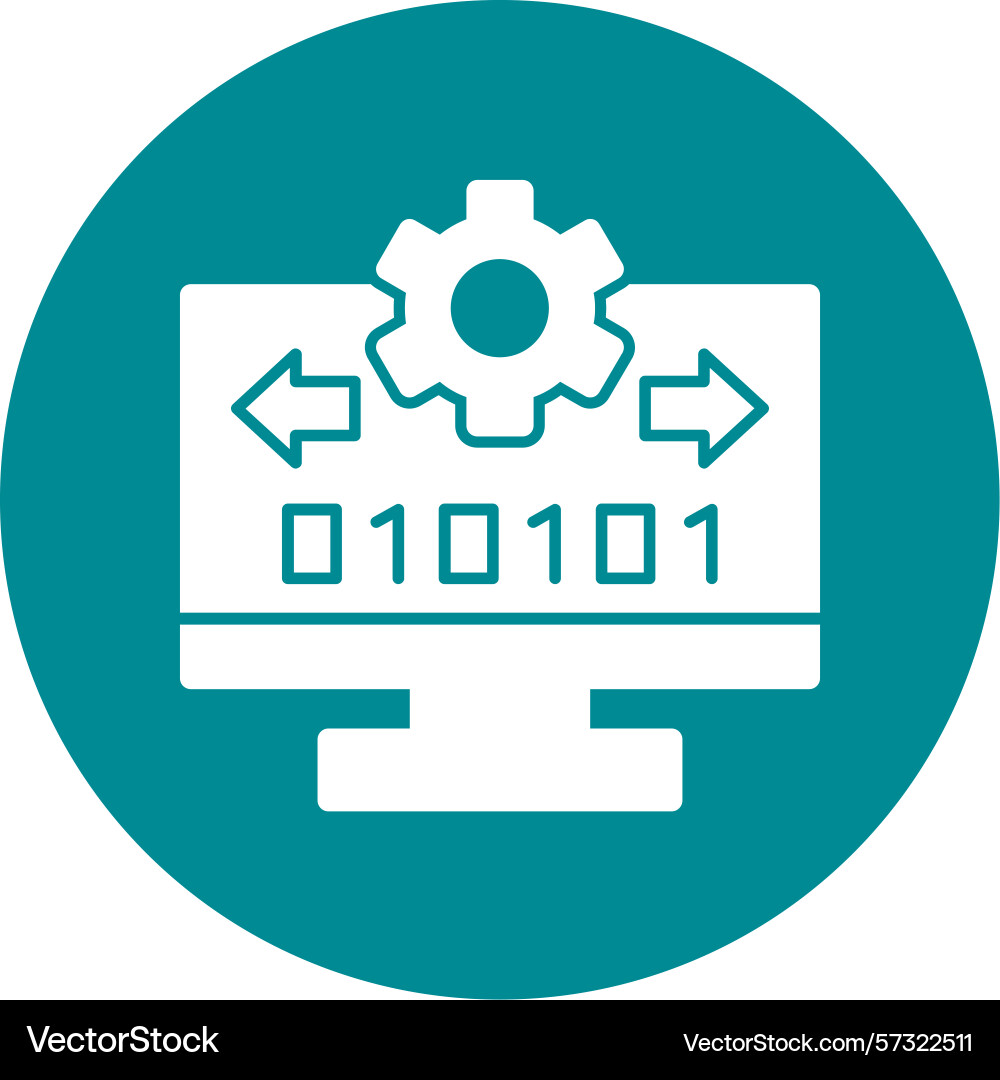 Byte flow glyph circle icon Vector Image