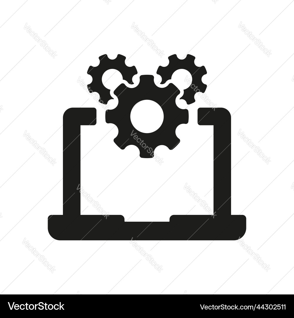 Computer system update black pictogram settings Computer system update black pictogram settings vector image