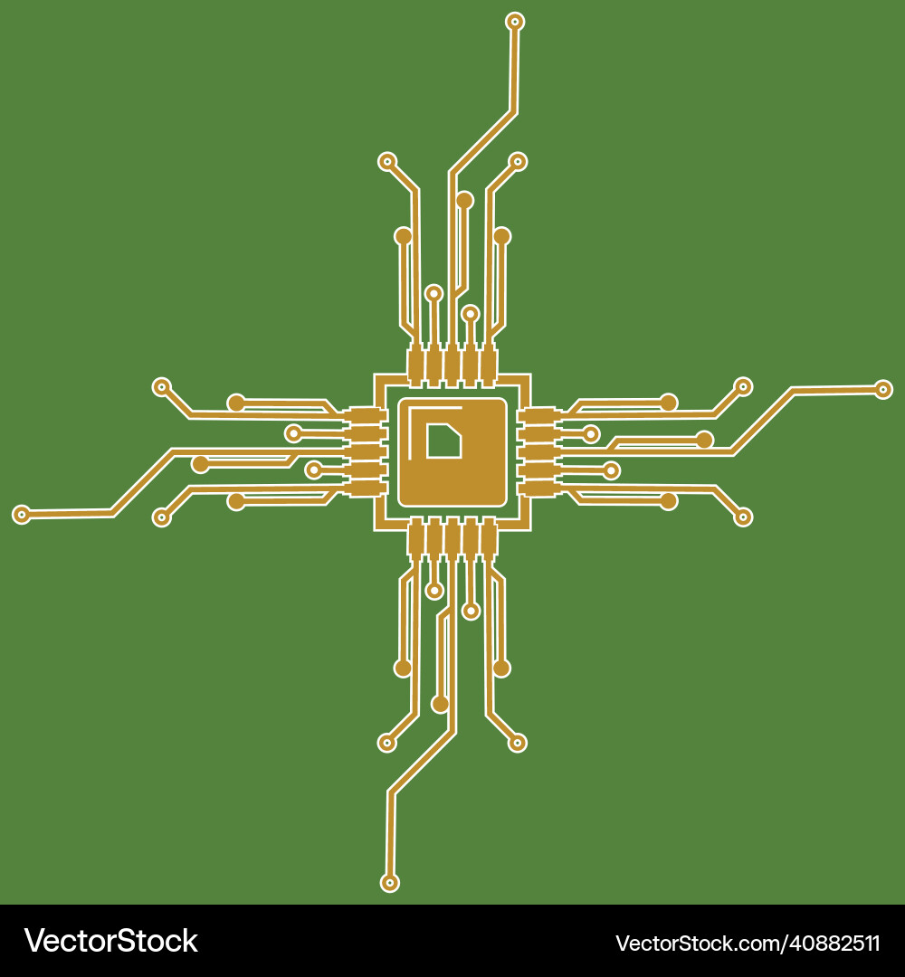 Flat microelectronics circuits circuit board vector image