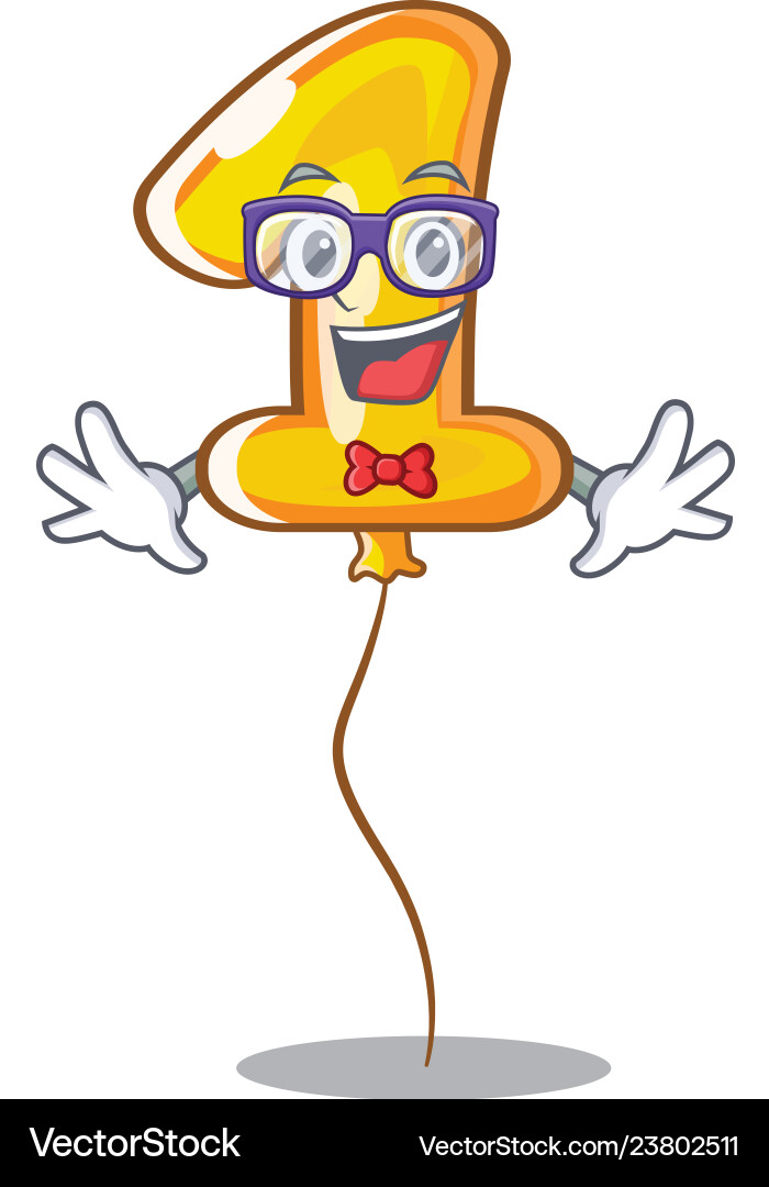Geek number one balloon isolated in mascot Vector Image