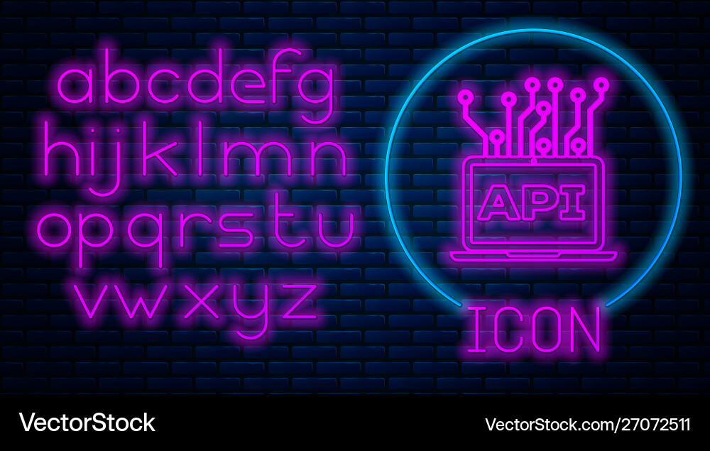 Glowing neon computer api interface icon isolated Glowing neon computer api interface icon isolated vector image