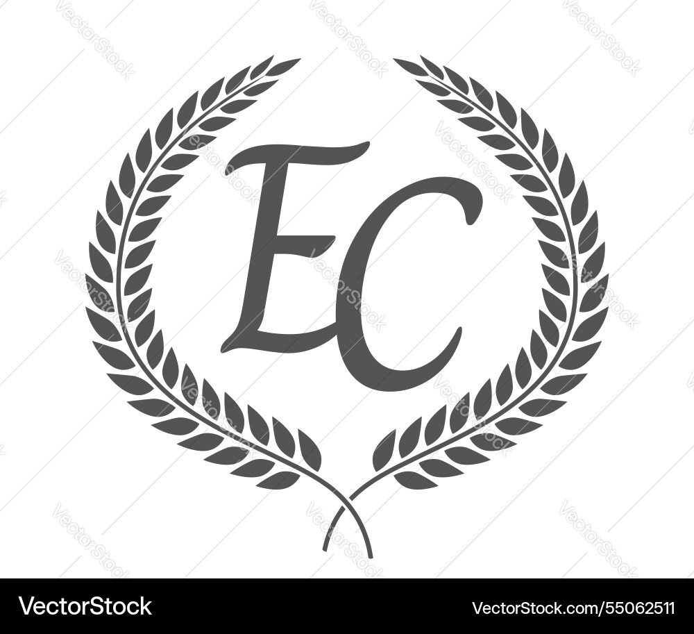 Initial letter e and c ec monogram logo design Vector Image