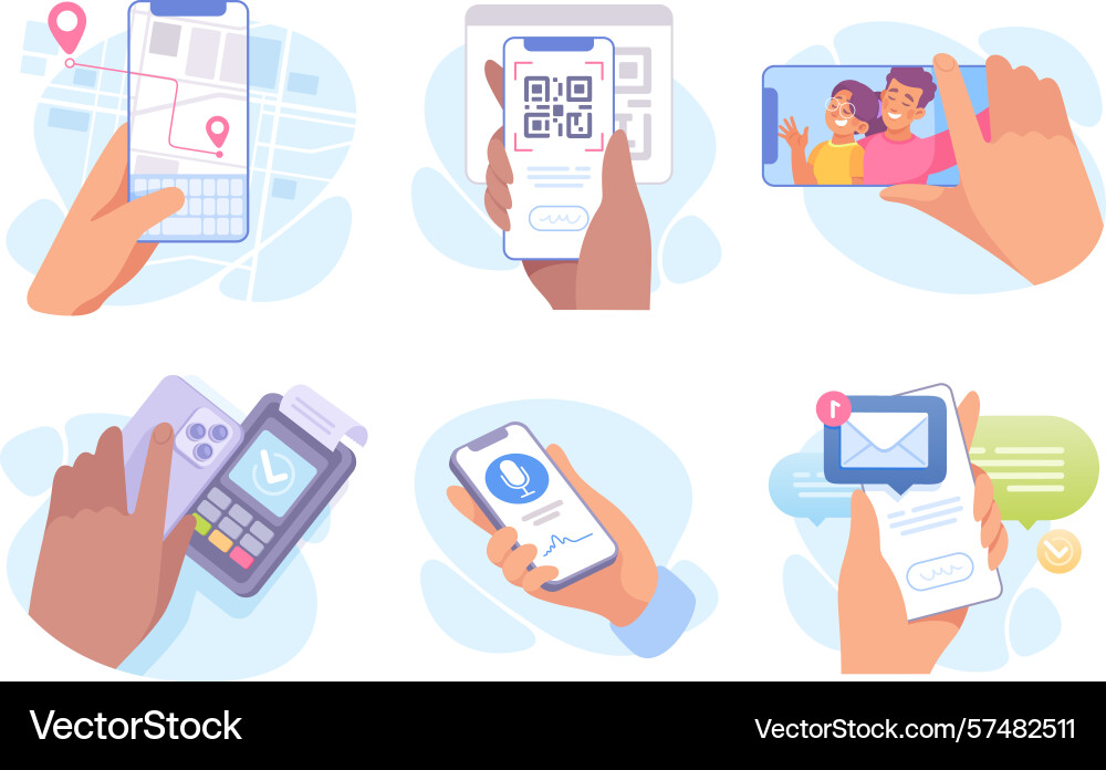 Interactions with digital devices vector image