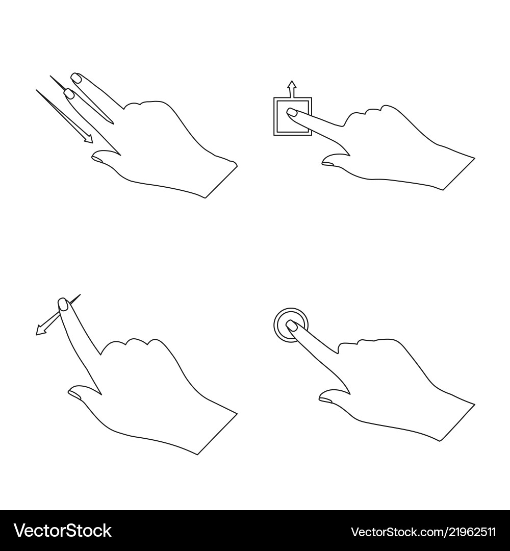 Isolated object of touchscreen and hand icon set Isolated object of touchscreen and hand icon set vector image