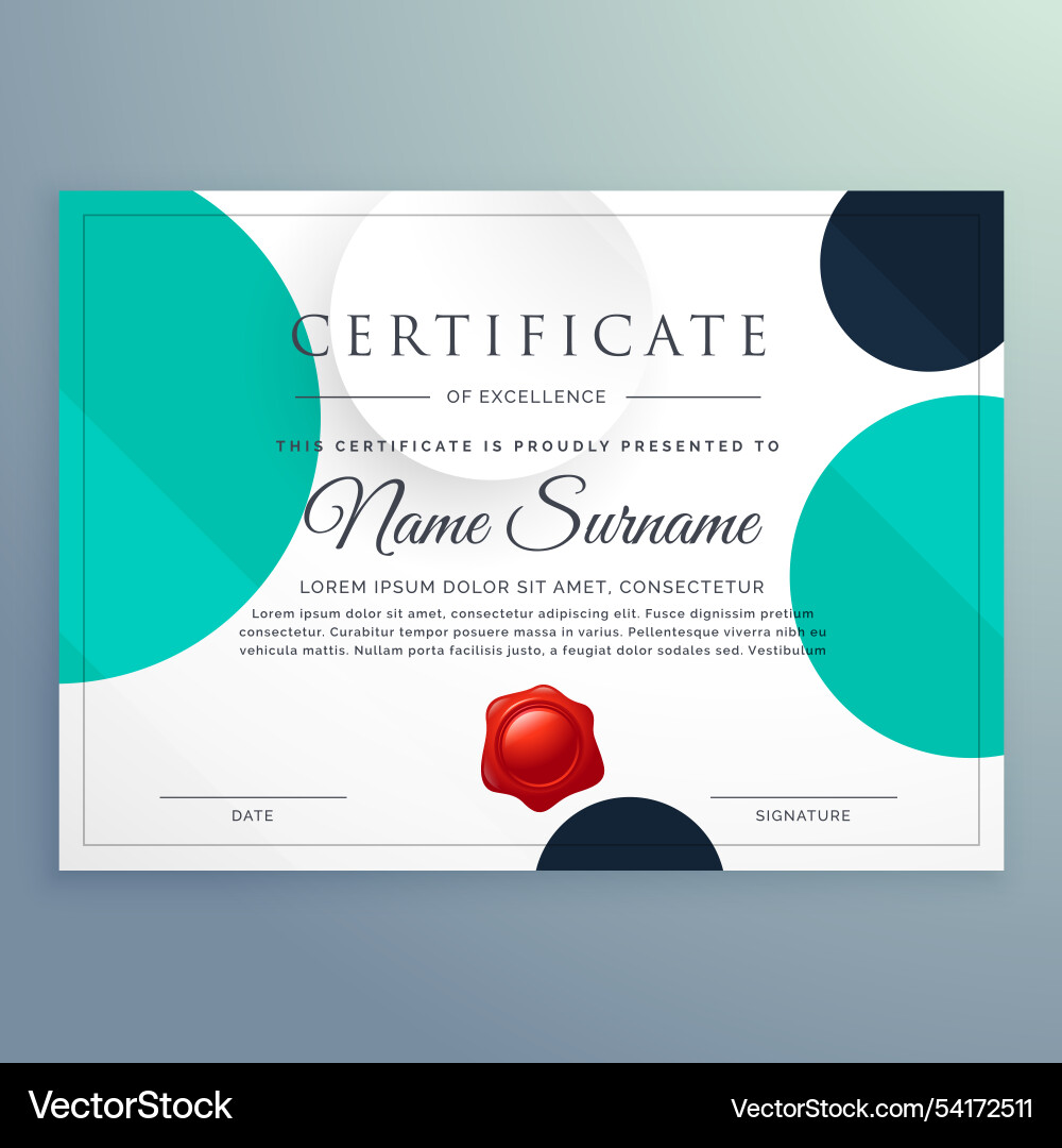 Minimal certificate diploma design with circles Vector Image