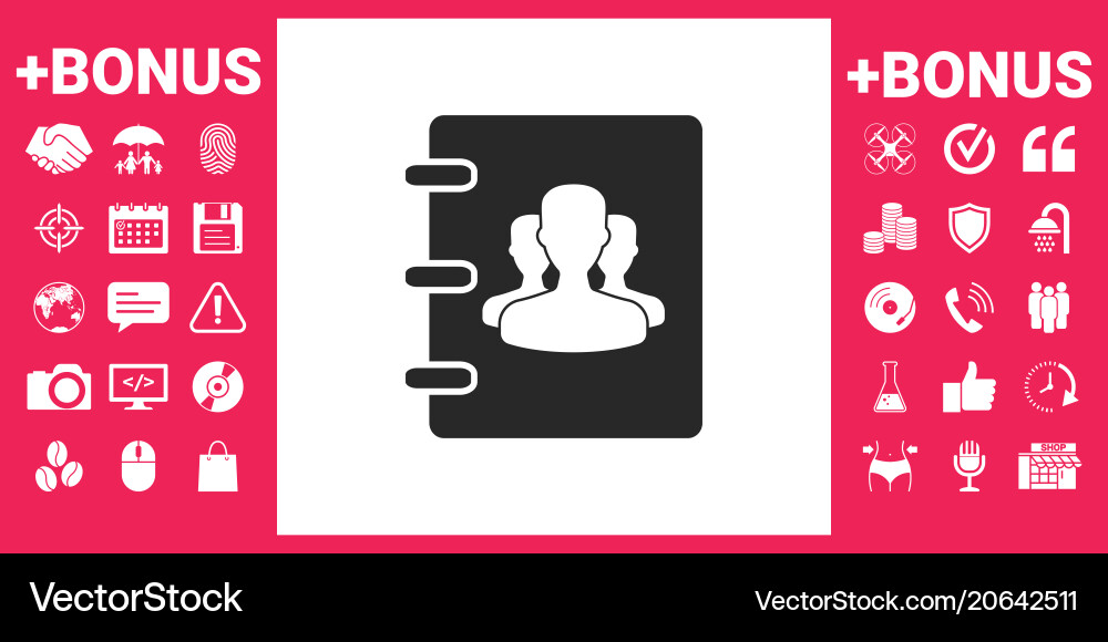 Notebook address phone book icon with symbol Vector Image