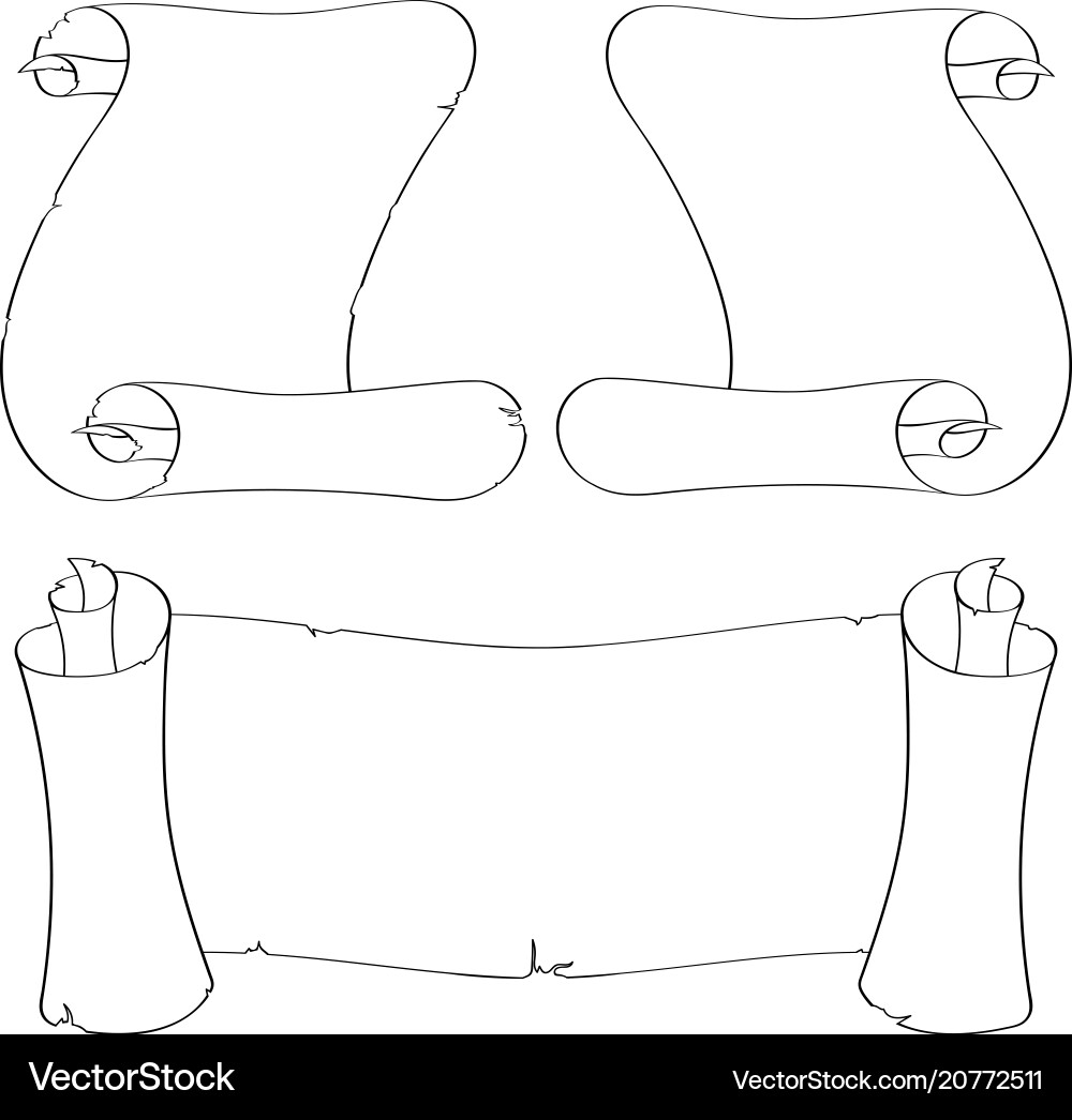 Paper Scrolls Outline Vector Image