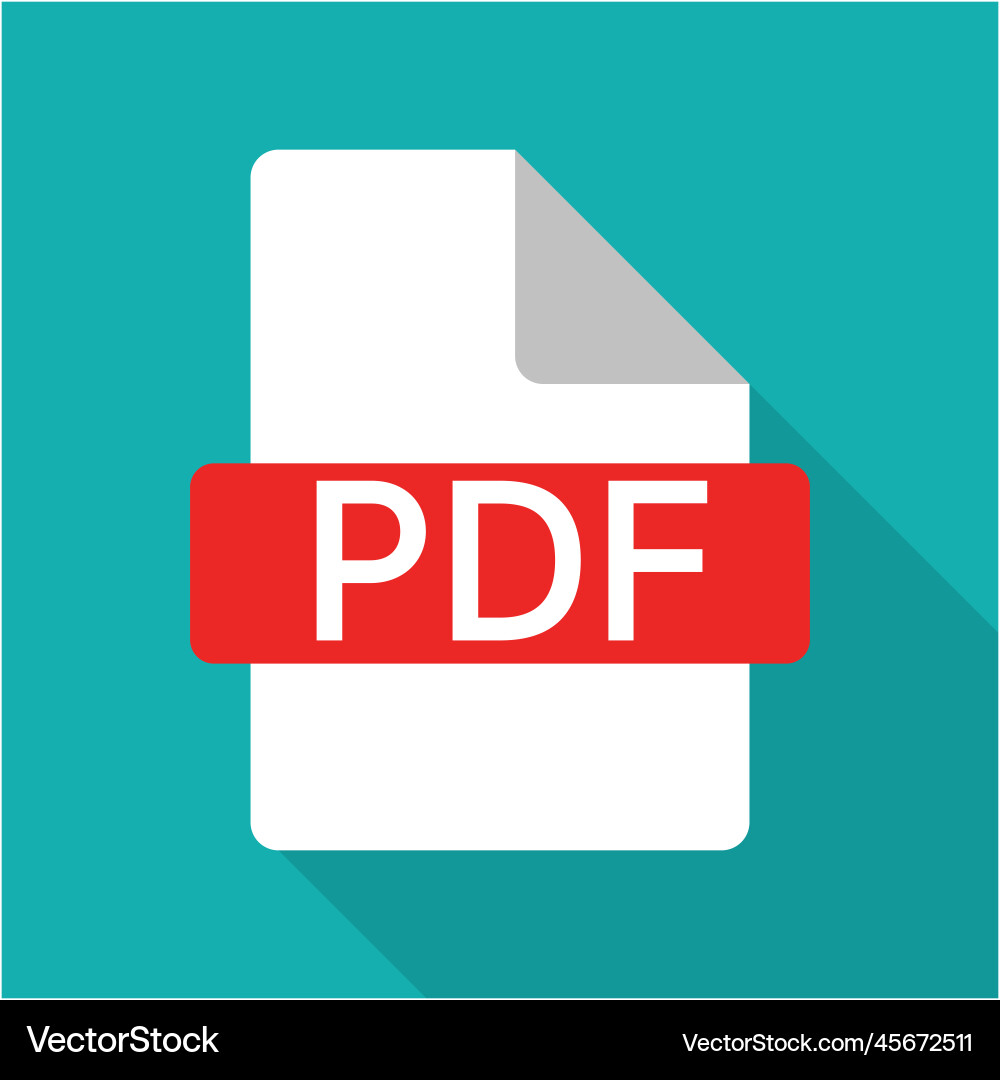 Pdf-Datei-Symbol und Schatten isoliert auf Hintergrund Vektorbild