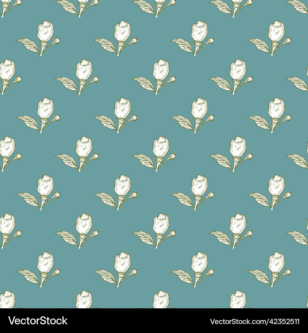 Seamless pattern engraved lemon on branch Seamless pattern engraved lemon on branch Vector Image