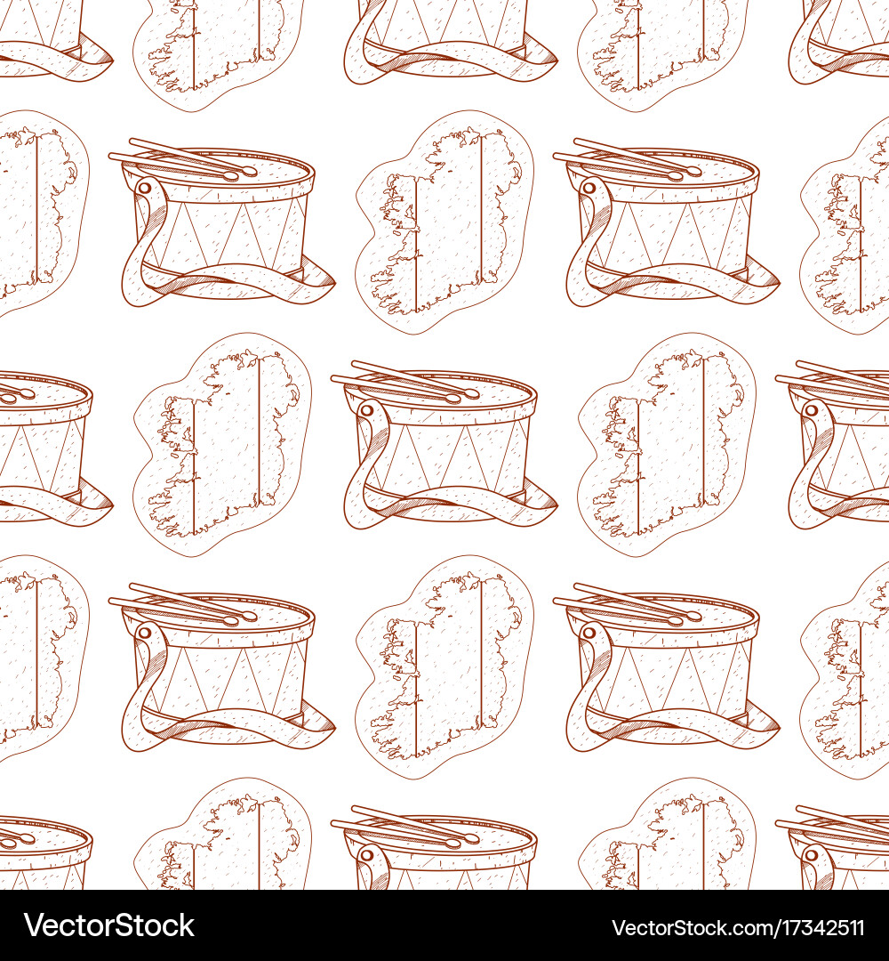 Seamless pattern with a drum and contour map vector image