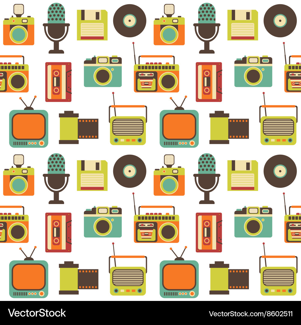 Seamless pattern with retro technology vector image
