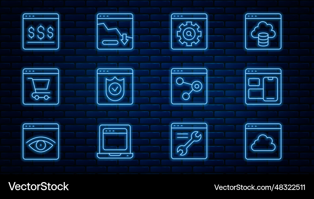 Set line cloud technology data transfer web Set line cloud technology data transfer web vector image