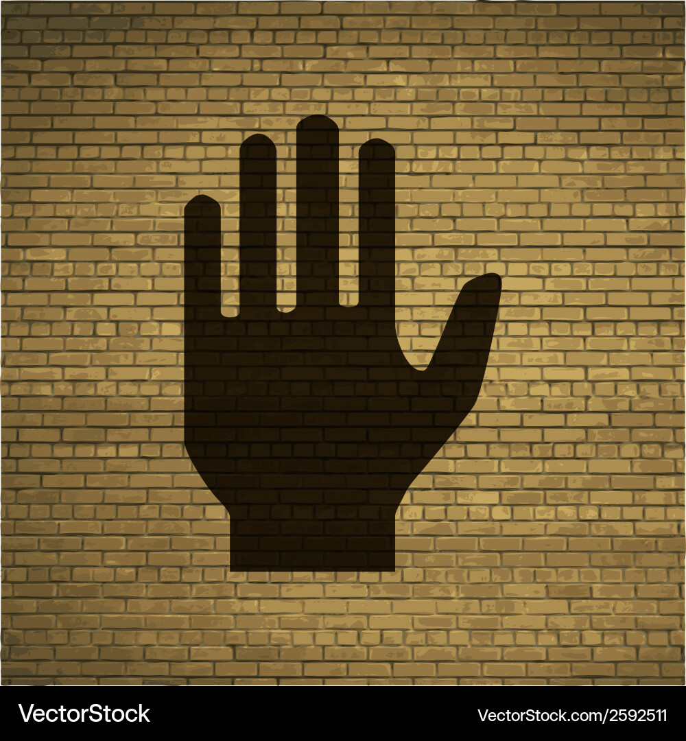 Stop hand flat modern web button and space Vector Image