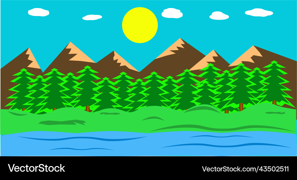 Sunny spring parallax background for 2d games vector image