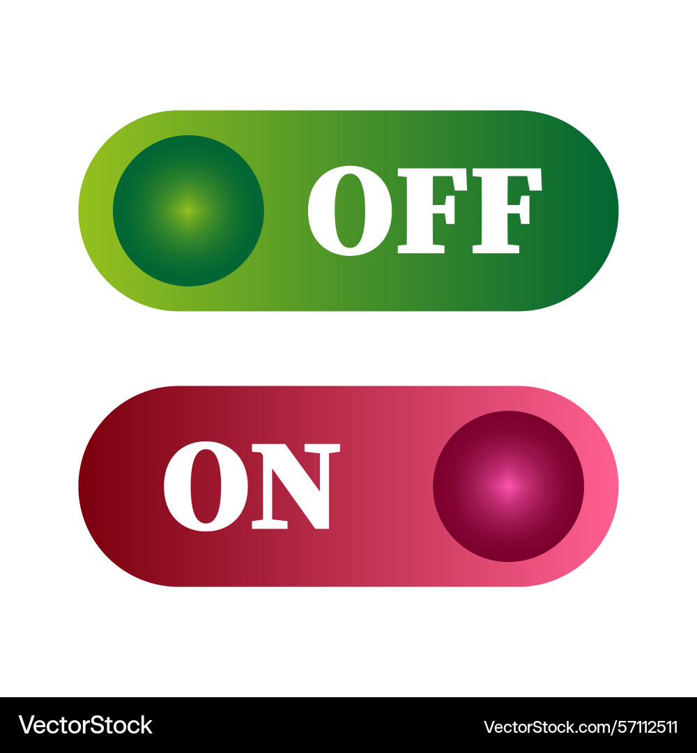 Toggle switch buttons on off interface control Toggle switch buttons on off interface control vector image