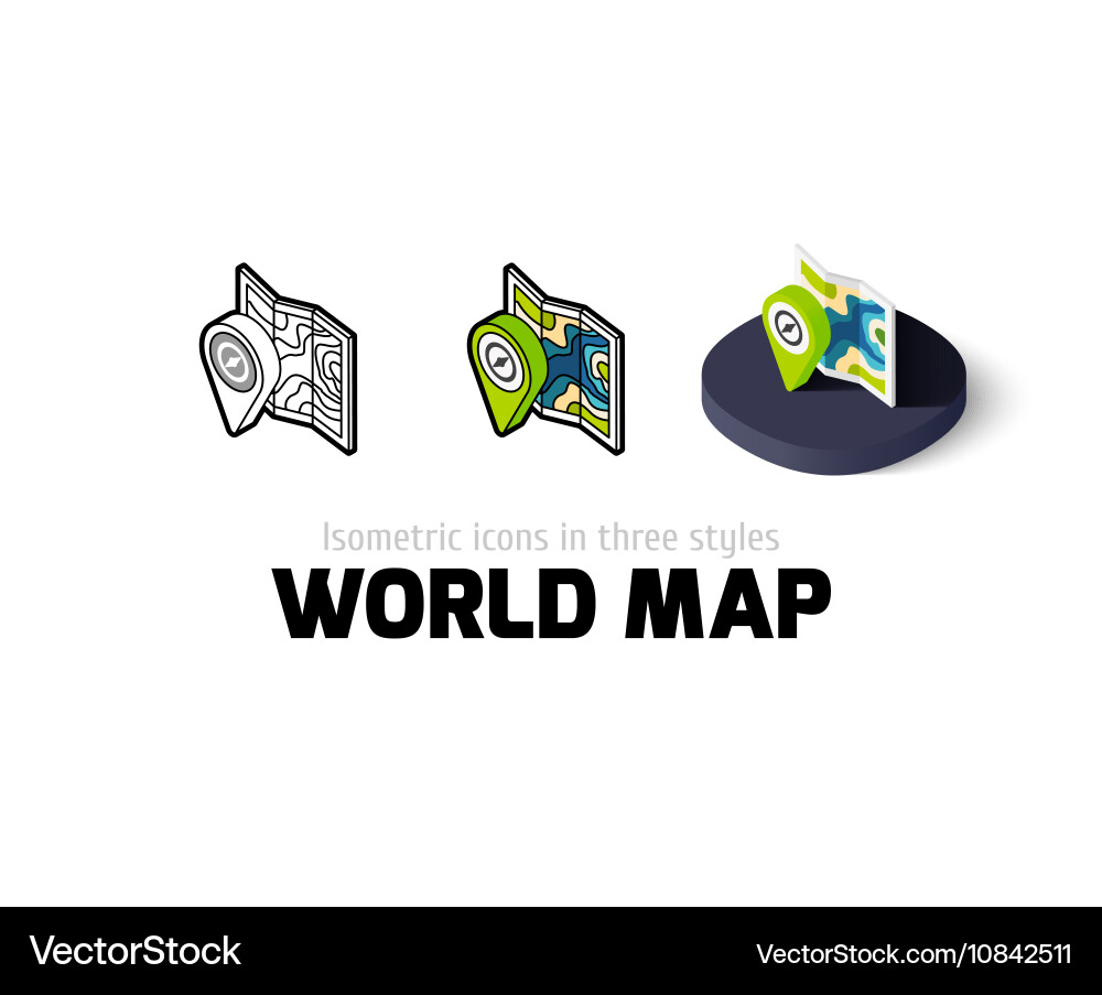 World map icon in different style vector image