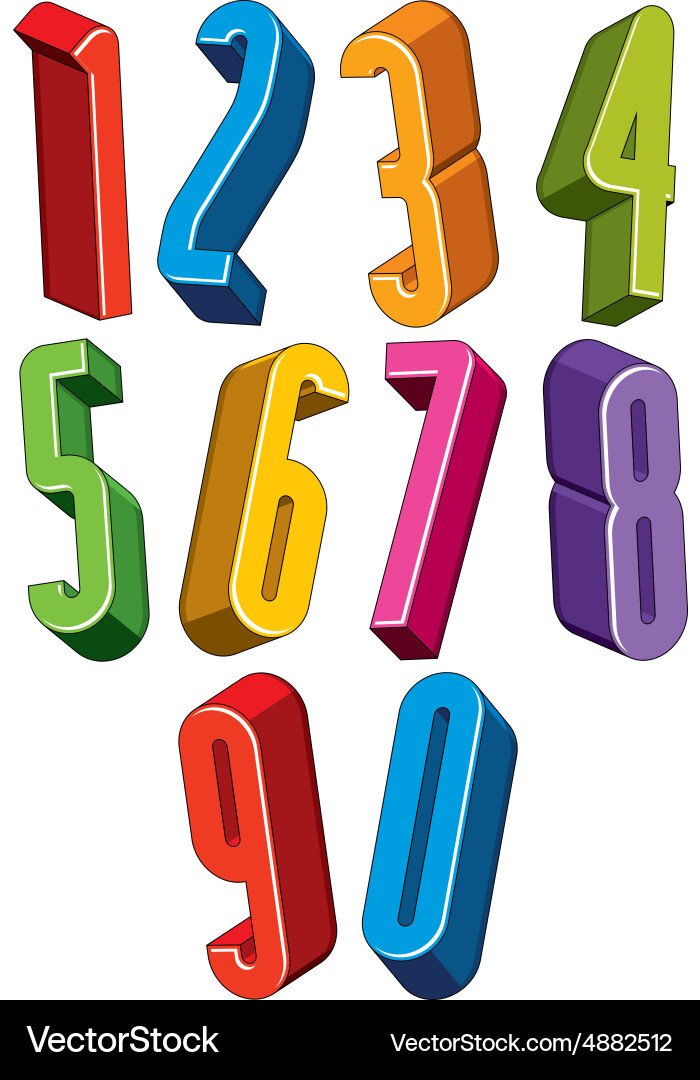 3d extra tall numbers set made with round shapes Vector Image