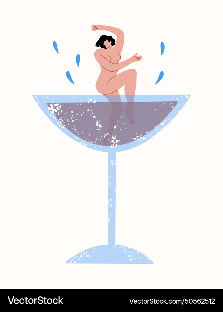 Beautiful naked girl in a cocktail glass summer Beautiful naked girl in a cocktail glass summer vector image