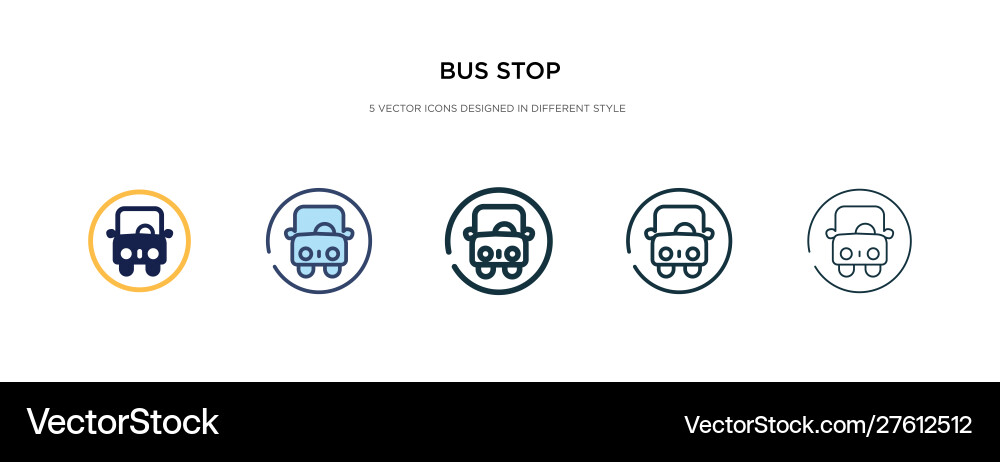 Bus stop icon in different style two colored Bus stop icon in different style two colored vector image