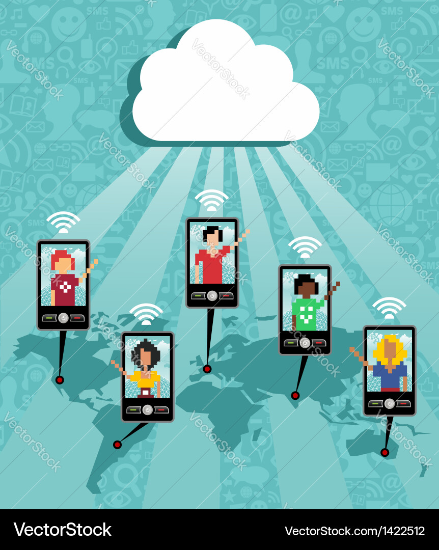 Cloud computing phone communication vector image
