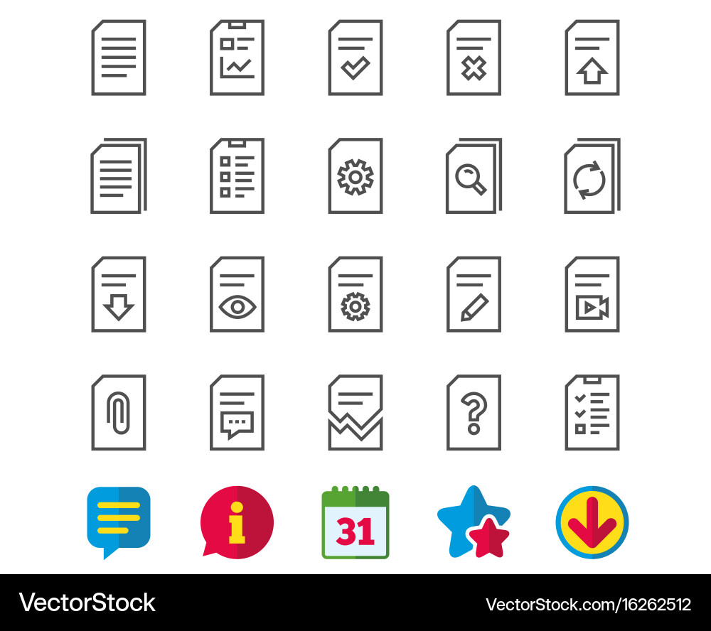 Document line icons report checklist and copy vector image