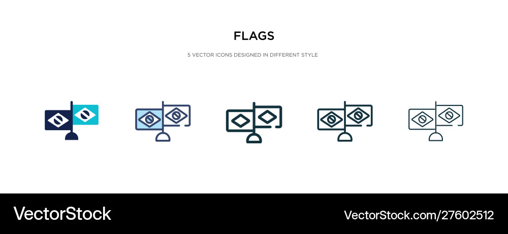 Flags icon in different style two colored vector image