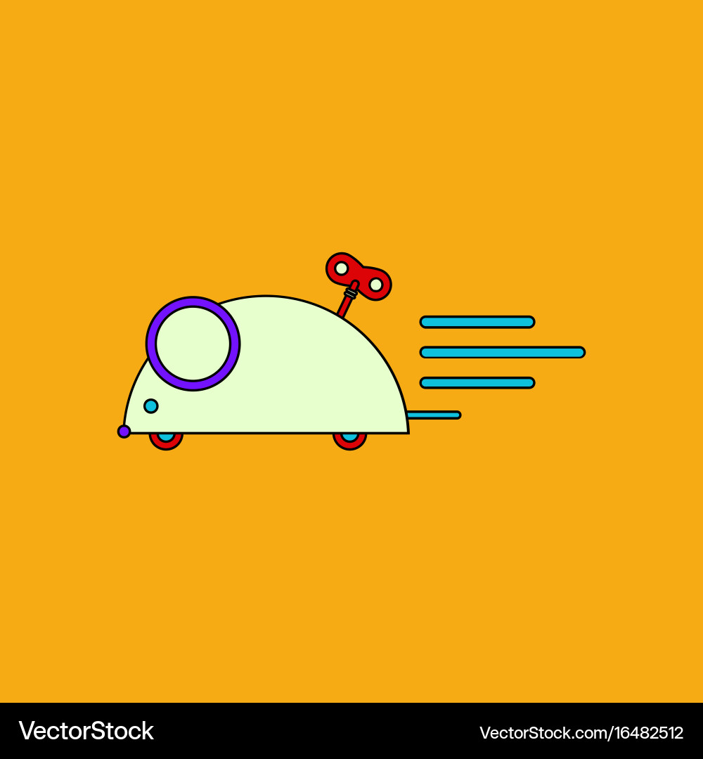 Flat icon design collection clockwork mouse toy vector image
